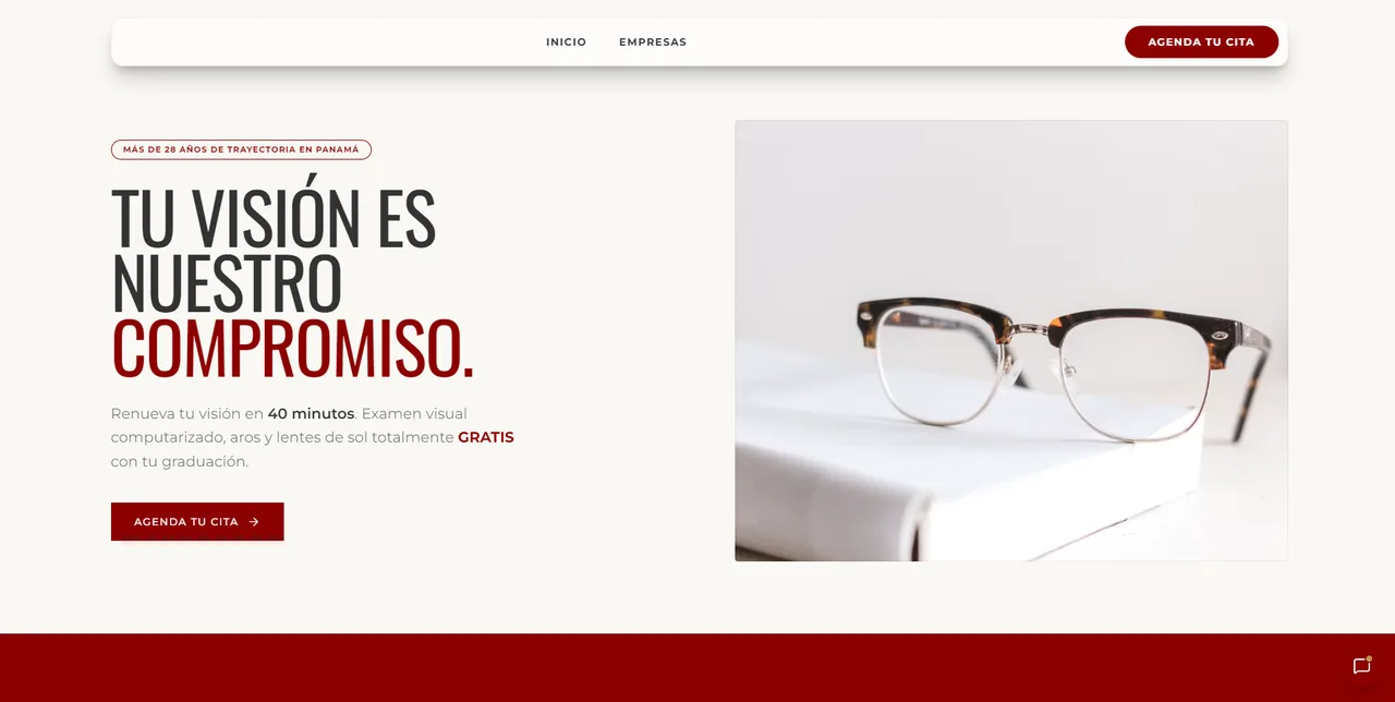 Portada de Feria del Lente, óptica en Panamá, construida por Juancito Ads
