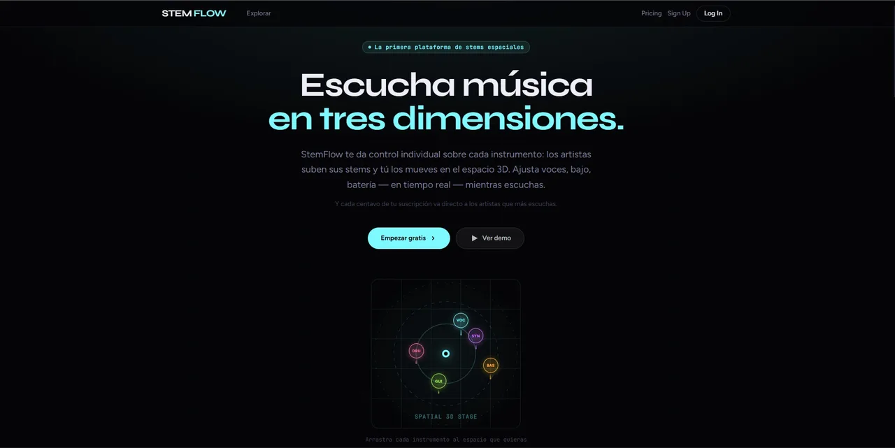 Portada de StemFlow, plataforma de música en tres dimensiones construida por Juancito Ads